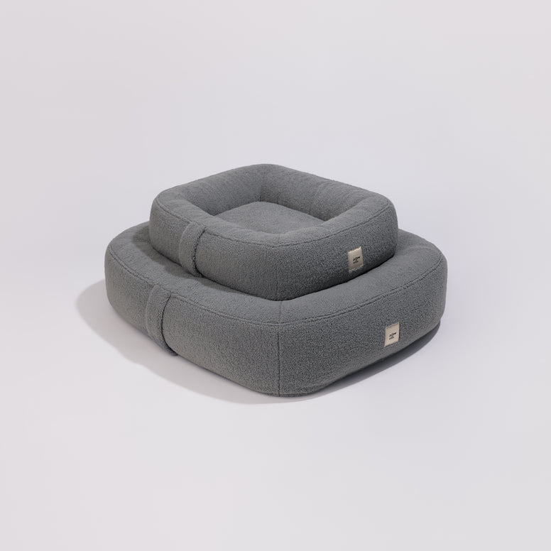 PillowVilla Bouclé Dog Bed PEBBLE